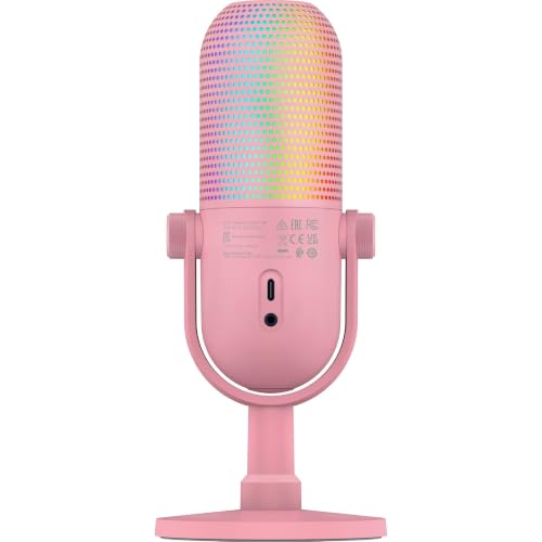 Razer Seiren V3 Chroma 32‐Bit DSP, USB-C Microphone for PC & Mac, Pink | AI Audio Processing, Noise Isolation, Tap-to-Mute, Supercardioid Condenser Mic, Chroma RGB, Discord, OBS Studio, Streamlabs