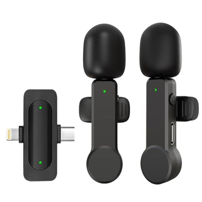 Wireless Lavalier Microphone for iPhone Android iPad - Noise Cancelling Mini Phone Microphone USB C, Cordless Lav Lapel Mic for Video Recording Vlogging YouTube TikTok Podcast