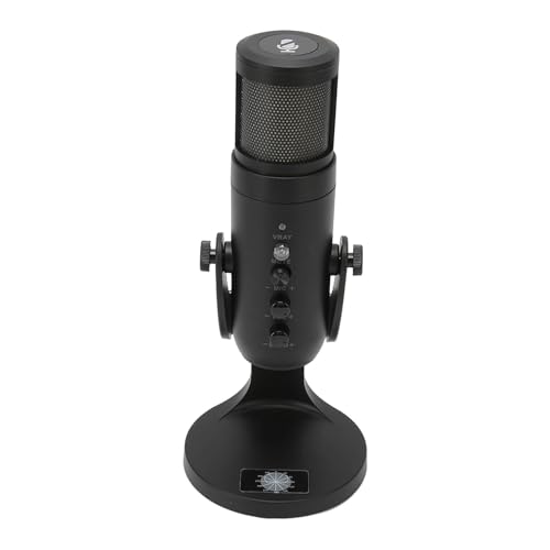 USB Condenser Microphone with RGB Light, Recording Microphone for Laptop PC iOS, 360 Degree Rotatable Computer Microphone with Live Monitoring and Noise Reduction