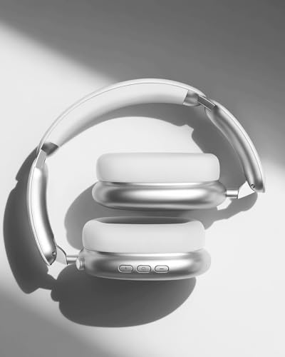 Wentronic Y02 Active Noise Cancelling Wireless Headphones, Silver | Over-Ear, Bluetooth, 60H Playtime,Crystal Clear Calls, Hi-Res Audio, Big Bass, Foldable Lightweight for Travel Home Office - color: Silver