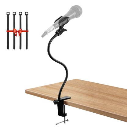 Podium Microphone Holder & Mic Holder -13.78" Flexible Gooseneck Desktop Mic Stands Holder for Lectern Podium Podcast Meetings Lectures Pulpit Streaming Gaming Studio - style: Clamp Desk Mic Holder