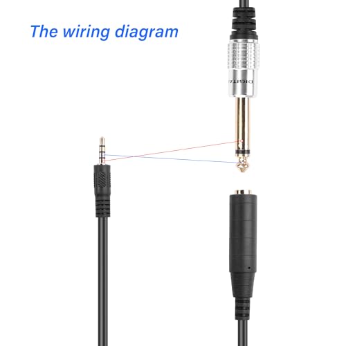 1/4" Mono to 1/8" Stereo Cable，2 Pack 6.35mm Mono TS Female to 3.5mm TRRS Male Stereo Audio Short Cord for Headphone, Amplifiers, Guitar(0.3M)