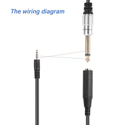 1/4" Mono to 1/8" Stereo Cable，2 Pack 6.35mm Mono TS Female to 3.5mm TRRS Male Stereo Audio Short Cord for Headphone, Amplifiers, Guitar(0.3M)