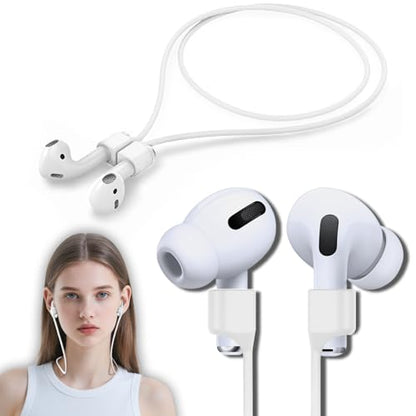 Mooyavia Ultra Strong Magnetic Anti-Lost Strap for AirPods Pro-White | Compatible with AirPods Pro 3/2/1 & AirPods 4/3/2/1,Soft Silicone Sport Neck Lanyard,Lenth 29.9 in - color: B2-white