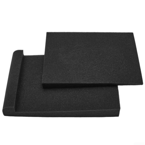 High Density Acoustic Foam Pads for 5-6 Inch Studio Monitor Speakers, Anti-Vibration Isolation Wedges, Black