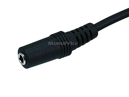 Monoprice 100649 12' 3.5mm Stereo Plug/Jack M/F Cable, Black - size: 12 Feet