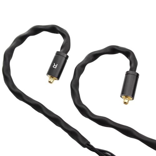 Youkamoo MMCX IEM Cable 3.5mm Silver Plated Copper Earphone Upgrade Cord Compatible with Shure SE215 SE425 UE900 Moondrop Aria Tin T2 T3 BGVP 1.2m 4ft Black - color: Black