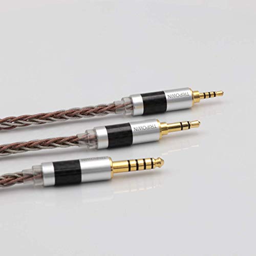 Linsoul TRIPOWIN C8 8-Core Silver Copper Foil Braided Earphone Upgrade Cable, In Ear Monitor Cable, Tinsel Silver Copper Wire, with 3.5mm Audio Jack for Musicial Audiophile(Without Mic, Recessed 2pin) - style: Without Mic Recessed 2pin