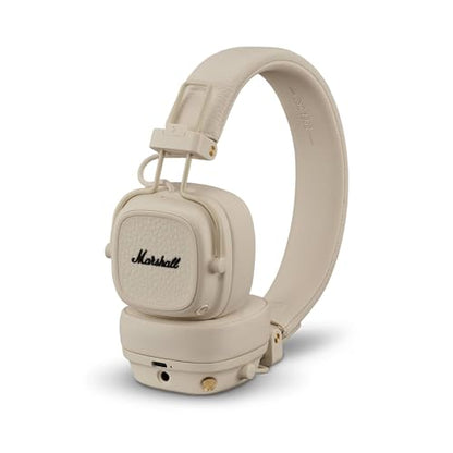 Marshall Major V Wireless On-Ear Bluetooth Headphones - 100+ Hr Playtime | Detachable Audio Cable | Microphone for Calls | Lightweight, Foldable Design for Travel - Cream - color: Cream