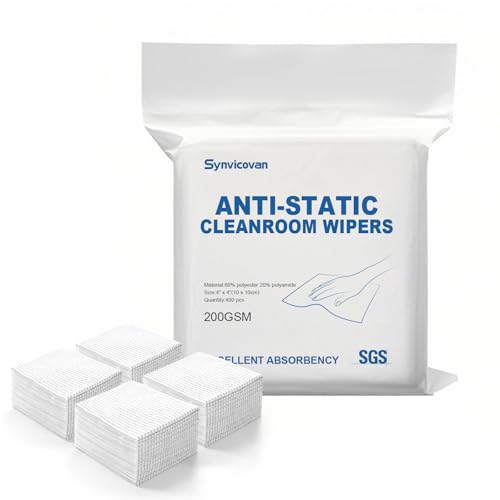 Anti-Static Microfiber cloths 4"x4"(400 Pcs,200GSM) | Lint Free Cloths,Reusable,Special ESD Protection Design is Suitable for Protecting Sensitive Electronic Components and Tools - size: 4"x4" (Pack of 400)