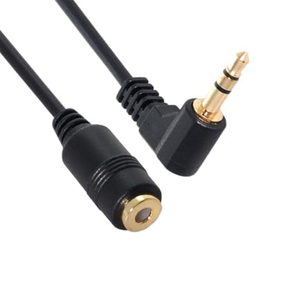 HDMIHOME 90 Degree Right Angled 3.5mm 3poles Audio Stereo Male to Female Extension Cable 10cm Black