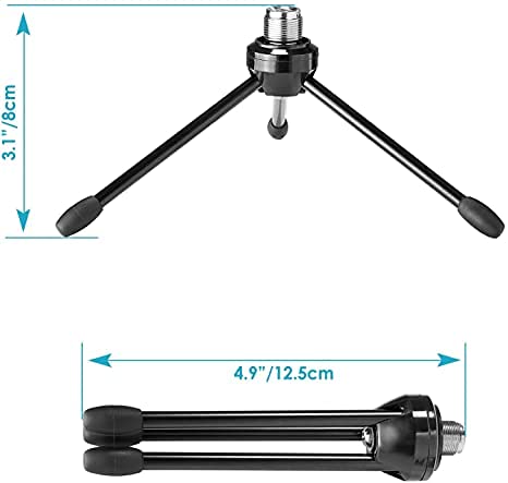 Desktop Desk Foldabe Tripod Microphone Stand with Non-slip Feet,Durable Iron Construction,Ideal for Podcasts, Online Chat, Conferences, Lectures,meetings with dynamic microphone