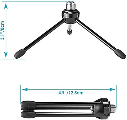 Desktop Desk Foldabe Tripod Microphone Stand with Non-slip Feet,Durable Iron Construction,Ideal for Podcasts, Online Chat, Conferences, Lectures,meetings with dynamic microphone