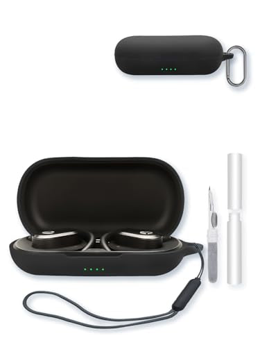 Case for Raycon Open Earbuds True Wireless Bluetooth Headphones,Soft Protective,BOVUGAC Silicone Case Cover with Keychain & Cleaning Kit & Lanyard for Raycon Open Earbuds-Black - color: Black