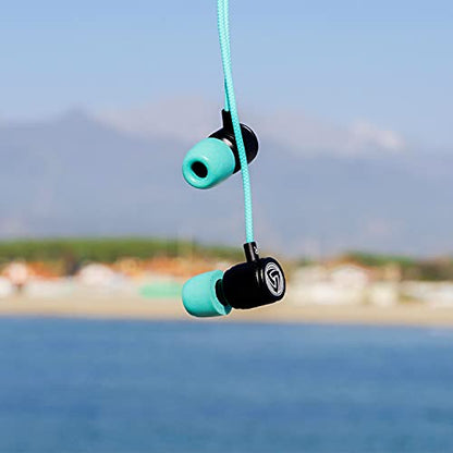 LUDOS Ultra Wired Earbuds in-Ear Headphones, 5 Years Warranty, Earphones with Mic, Noise Isolating Ear Buds, Memory Foam for iPhone, Samsung, School Students, Kids, Women, Small Ears - Turquoise - color: Turquoise, style: 3.5 mm