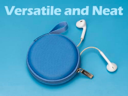 Ginsco Mini-Portable Hard Shell Earbuds Case for Apple EarPods Headphones USB-C Wired Ear Buds/Skullcandy Jib Wired Earbuds/Samsung Galaxy Wired Earbuds, Travel Case for Earphones Earplugs (1, Blue) - color: Blue