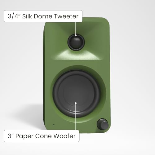 Kanto ORAMN 100W Powered Reference Desktop Computer Speakers with Bluetooth 5.0 and USB-C Input | Bi-Amplified | 100 Hz Automatic Crossover | Reference Quality Sound | Pair | Moss - color: Moss, size: 3" Woofer - 100 Watts