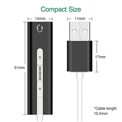 Hemoton 2pcs USB External Sound Card Surround Sound for Microphone and Earphone Volume for Computer Use Black