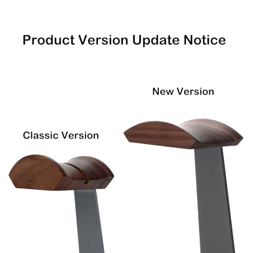Walnut Headphone Stand, Wood Headset Holder with Storage for Desk - color: Grey