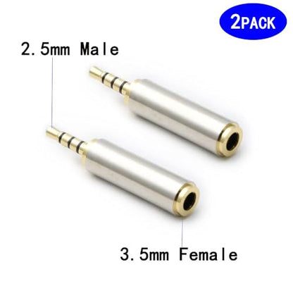 3.5mm Female to 2.5mm Male Audio Adapter Converter Headphone 2.5mm to 3.5mm 3 Ring Jack Stereo or Mono 2 Pack - color: 2 Pack Audio Adapter