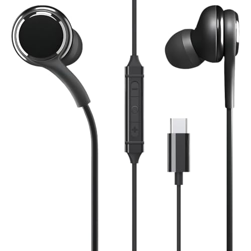 Betron USB-C Wired Earbuds with Microphone | Compatible with iPhone 15/16/17, Samsung Galaxy & Android, Volume Control, Deep Bass, Noise Isolation