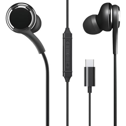 Betron USB-C Wired Earbuds with Microphone | Compatible with iPhone 15/16/17, Samsung Galaxy & Android, Volume Control, Deep Bass, Noise Isolation