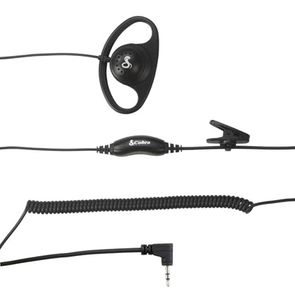 Cobra 2.5mm D-Style Headset for Two-Way Radios | Over-The-Ear Headset for Hands-Free Communication with Push-To-Talk Button