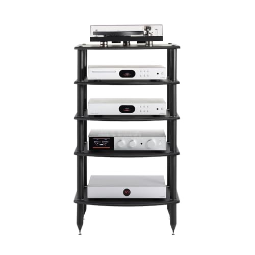 Pangea Audio Vulcan Five Shelf Audio Rack, Media Stand, and Components Cabinet 5 Shelf Carbon - color: 5 Shelf Carbon