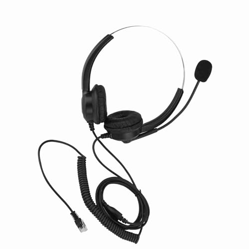 Cordless Phone Headphones with Rotating Noise Cancelling Earmuffs, Lossless Sound for Customer Service Office Call Center - size: Tête droite de 3,5 mm