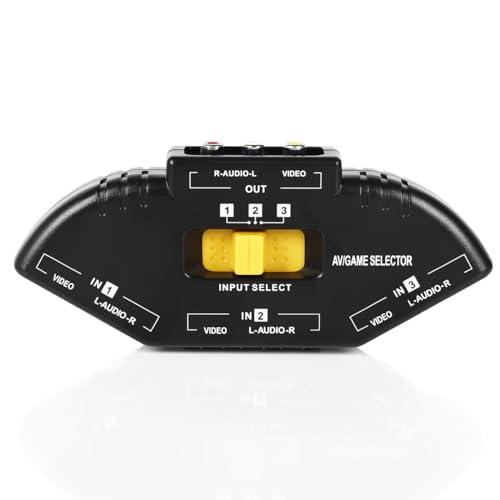 LEAGY 4 Way 4 in 1 Out Audio Video AV RCA Switch Game Selector Box Splitter