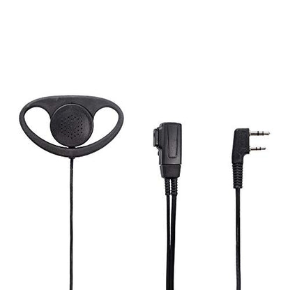 Caroo D Shape Earpiece Headset with Mic PTT Compatible with Baofeng UV-5R BF-888S BF-F8HP BF-F9 UV-82 UV-82HP UV-82C Kenwood TK-2107 TK-3107 Walkie Talkies Two Way Radio 2 pin