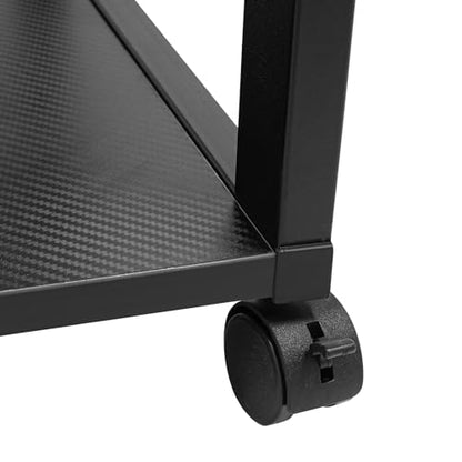 3-Tier AV Stand, Audio Video Media Rack with Lockable Wheels, 88 Lbs Capacity Audio Rack Shelf for Record Player, Stereo Receiver, Living Room, Black (3-Tier) - size: 3-Tier