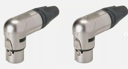 (2) Two Genuine NEUTRIK NC3FRX 3-Pin XLR Right Angle Female Cable Mount Nickel
