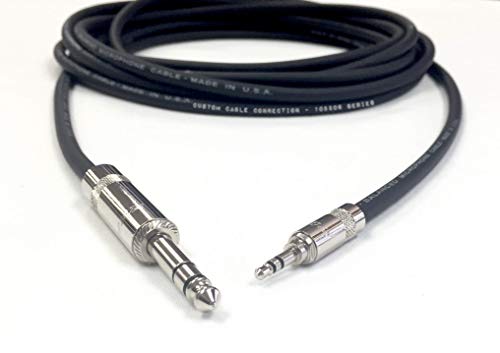 Custom Cable Connection 50 Foot Pro Audio 1/4 inch (6.35mm) TRS to 1/8 inch (3.5mm) TRS Balanced Cable - size: 50 Foot
