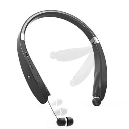 Bluetooth Neckband Headphones, Wireless Foldable Earbuds with Retractable Earbud Cords, 18H Talk Time Stereo Sound, Sweatproof Lightweight in-Ear Earphones for Running, Gym, Travel