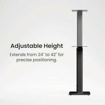 Kanto SPH Adjustable Height Bookshelf Speaker Stands, Pair | Heavy Duty Steel Floor Speaker Stands 24 to 42 in | Holds 30 lb | Internal Cable Management | Reduced Vibration | Carpet Spikes | Black - color: Black, size: Height Adjustable