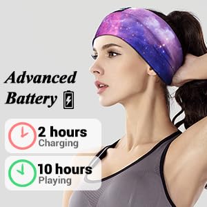 LC-dolida Sleep Headphones Bluetooth Headband Sleeping Wireless Headband Headphones with Thin HD Stereo Speakers Perfect for Side Sleepers, Sport, Yoga, Travel - color: Purple Starry
