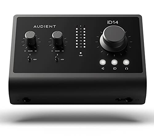 Audient iD14 MkII 10-In 6-Out Audio Interface Bundle with 2 Instrument Cables, 2 XLR Cables, and Austin Bazaar Polishing Cloth