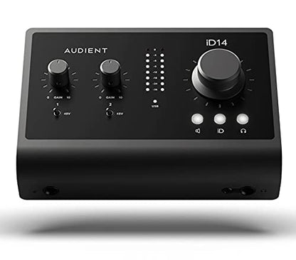 Audient iD14 MkII 10-In 6-Out Audio Interface Bundle with 2 Instrument Cables, 2 XLR Cables, and Austin Bazaar Polishing Cloth
