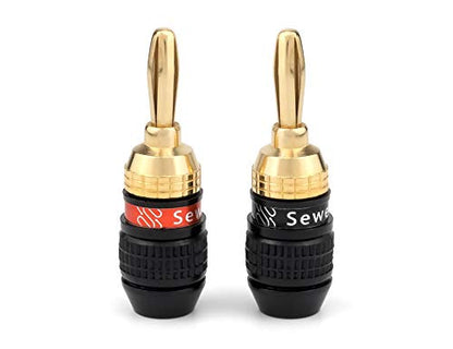 Deadbolt Banana Plugs 5-Pairs by Sewell, Gold Plated Speaker Plugs, Quick Connect | Quick Connect, Tool-Free, SW-29863-5 - size: 5 Pairs, style: Deadbolt Banana Plugs
