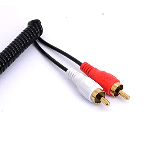 Coiled 6.35mm to 2 RCA Y Splitter Cable (80cm/2.6ft) | Spring Gold-Plated 6.35mm (1/4 inch) TRS Female to 2 (Dual) RCA Male Stereo Audio Y Splitter Adapter(for Audio only)