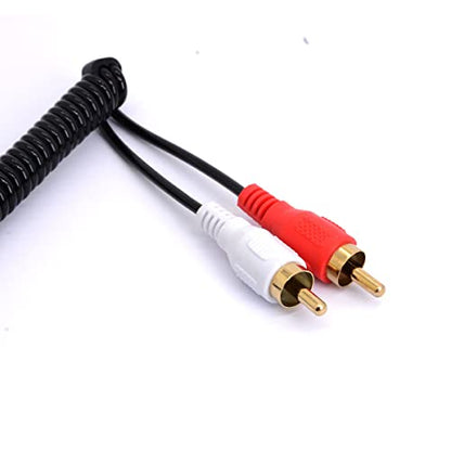 Coiled 6.35mm to 2 RCA Y Splitter Cable (80cm/2.6ft) | Spring Gold-Plated 6.35mm (1/4 inch) TRS Female to 2 (Dual) RCA Male Stereo Audio Y Splitter Adapter(for Audio only)