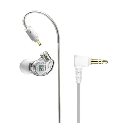 MEE audio M6 Single-Side Earbud, Left Side, 15" Cable, 3.5 mm Plug (Clear) | Extra-Short Cable, For 2-Way Radios, Speaker Mics & PTT Systems, One Wired Earphone, Moldable Earhook & Stereo-to-Mono - size: Left ear