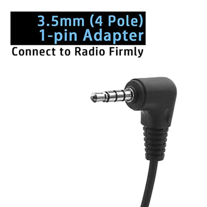 Earpiece Headset PTT for Yaesu Vertex Standard Radio FT-2DR FT-3DR FT-60R | FT-70DR FTA-230 FTA-250L VX-3R VX-261 VX-451 Walkie Talkie Compatible, 3.5mm 1-pin (4 pole), FBI Style Covert Air Tube