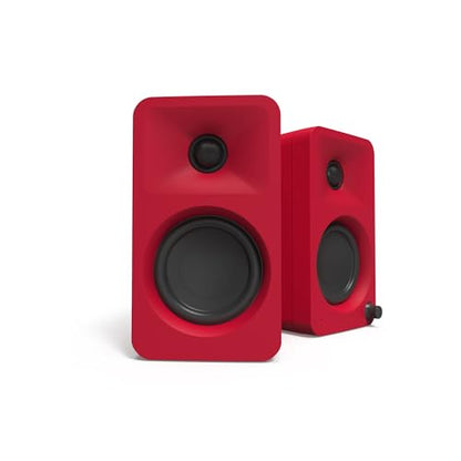 Kanto ORAMR 100W Powered Reference Desktop Computer Speakers with Bluetooth 5.0 and USB-C Input | Bi-Amplified | 100 Hz Automatic Crossover | Reference Quality Sound | Pair | Red - color: Red, size: 3" Woofer - 100 Watts