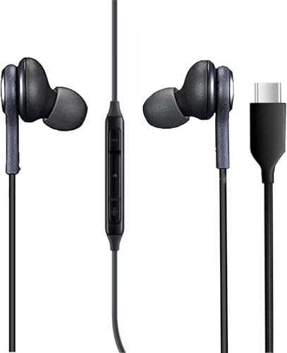 AKG USB-C Wired Earbuds with Microphone, in-Ear Headphones with Volume Control, 3ft Braided Cable, Compatible with Galaxy S24 Ultra, S24+, S24, S23, iPhone 15