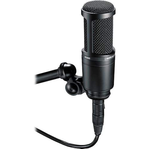Audio-Technica AT2020 Cardioid Condenser Microphone Bundle with XLR Cable + Microphone Arm + Pop Filter + Cleaning Cloth (5 Items) - style: Microphone Arm
