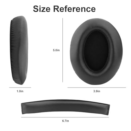 HD380 Ear Pads Headband Replacement Ear Cushions Compatible with Sennheiser HD380 Pro HD380 G4ME One PXC450 PC350 Headphones, Protein Leather Earmuffs Noise Isolation Memory Foam Earpads Cover - Black