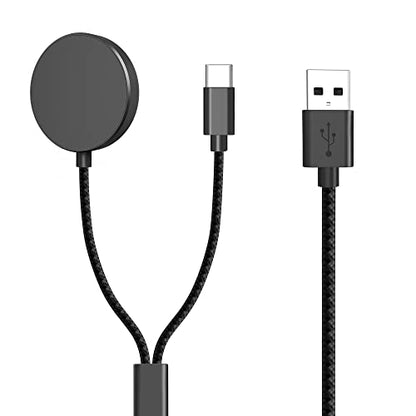 2 in 1 USB-C Magnetic Galaxy Watch Charger for Samsung Galaxy Watch 7/6/5/4/3/Classic, Pro 5/4, Active Watch 2/1, Galaxy Buds/Live/+, 5ft Fast Charging Cable for Galaxy S22/21/20/10 (Max 12W)