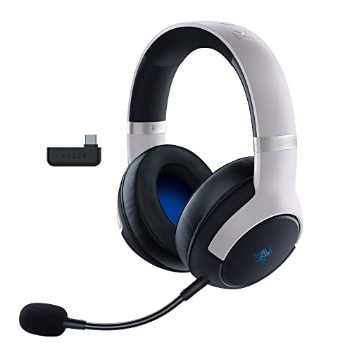 Razer Kaira Pro Dual Wireless Gaming Headset w/Haptics for PlayStation 5 / PS5, PC, Mobile, PS4: HyperSense - Triforce 50mm Drivers - Detachable Mic - 2.4GHz and Bluetooth w/SmartSwitch - RGB Chroma - color: White/Black, style: Kaira Pro